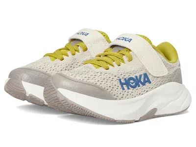 Hoka Rincon 4 (little Kid) Kids Shoes Birch/cement : 12 Little Kid M, Textile In Neutral