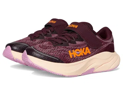Hoka Rincon 4 (little Kid) Kids Shoes Black Cherry/classic Mauve : 12 Little Kid M, Textile In Purple