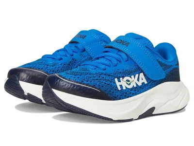 Hoka Rincon 4 (little Kid) Kids Shoes Electric Cobalt/varsity Navy : 1.5 Little Kid M, Textile In Blue
