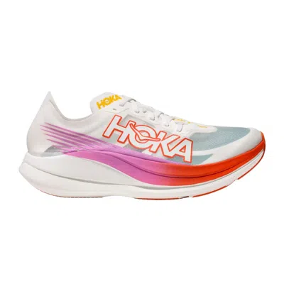 Hoka Rocket X 2 White Orange Unisex Shoes In Animal Print