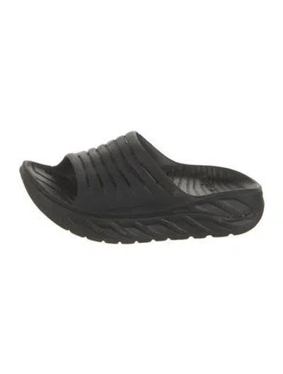 Pre-owned Hoka Rubber Slides In Black