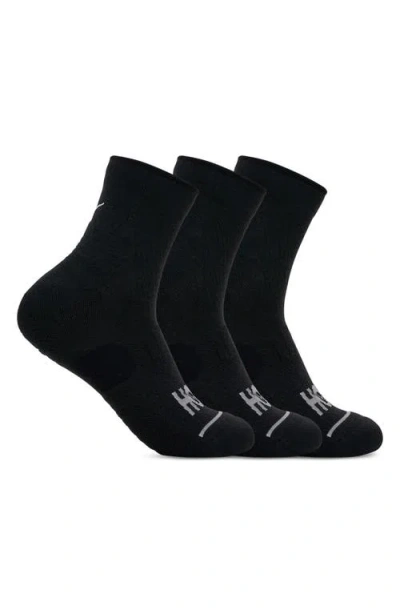 Hoka Run 3-pack Quarter Socks In Black