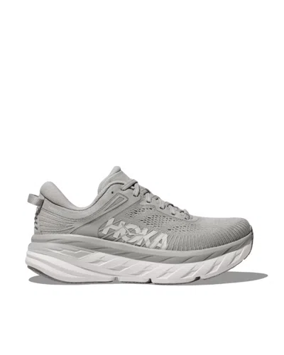 Hoka Harbor Mist White Bondi 7 Mesh Sneakers In Green