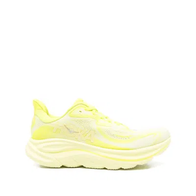 Hoka Lace-up Mesh Trainers In Yellow