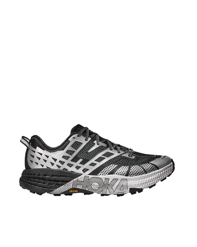 Hoka U Speedgoat 2ts Black Low Top Sneakers With Printed Laces And Logo Lettering On The Side In Tech Fab