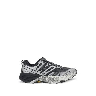 Hoka U Speedgoat 2ts Black Low Top Sneakers With Printed Laces And Logo Lettering On The Side In Tech Fab