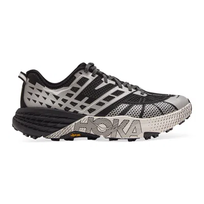 Hoka U Speedgoat 2ts Black Low Top Sneakers With Printed Laces And Logo Lettering On The Side In Tech Fab