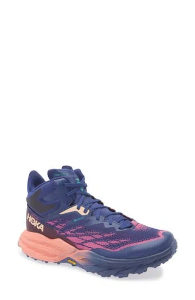 Hoka Speedgoat 5 Gtx Gore-tex® Waterproof Trail Running Shoe In Bellwether Blue/camellia