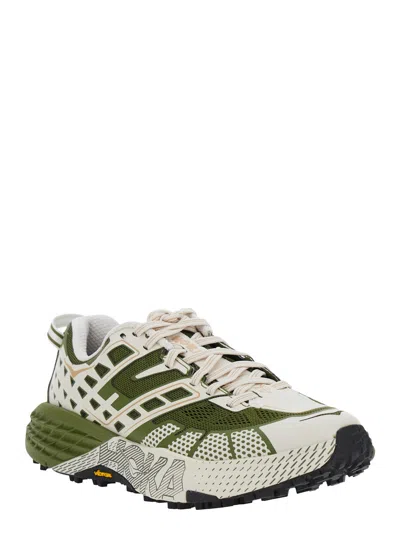 Hoka Speedgoat Low Top Sneaker With Geometric Motif In Tech Fabric Unisex In Green