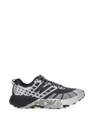 Hoka One One Reflective Sneakers With Extended Heel Pull And Lace-up Closure In Black