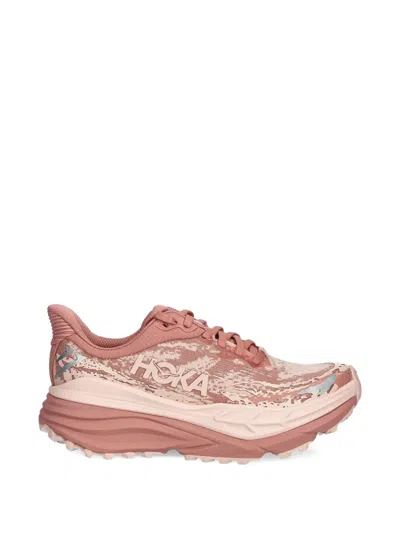 Hoka Stinson 7 Printed Lace-up Sneakers In Pink