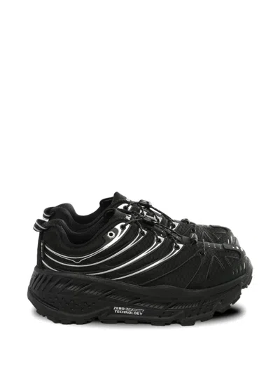 Hoka Stinson Evo Gtx Silver-detail Sneakers In Black
