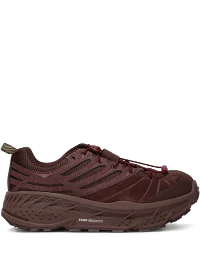 Hoka Stinson Evo Og Rubber-trimmed Mesh Running Sneakers In Burgundy
