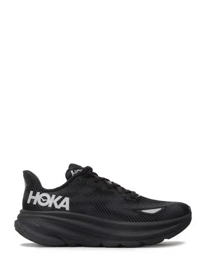 Hoka Streamlined Black Sneakers With Cushioned Sole And Reflective Details