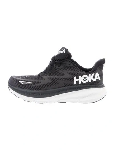 Pre-owned Hoka Striped Athletic Sneakers In Black