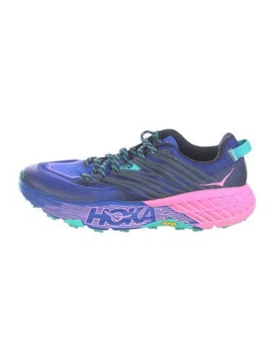 Pre-owned Hoka Striped Athletic Sneakers In Blue