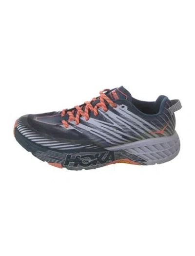 Pre-owned Hoka Striped Athletic Sneakers In Blue