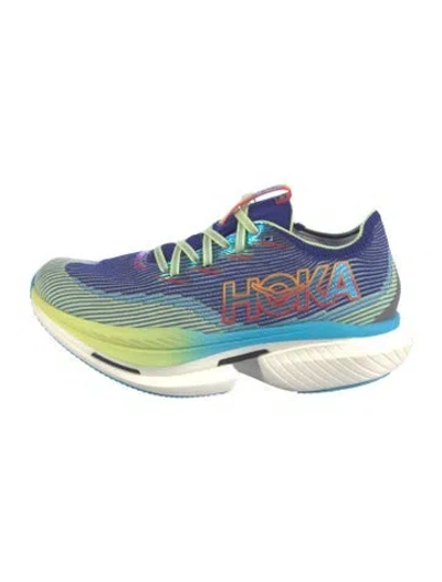 Pre-owned Hoka Striped Athletic Sneakers In Green