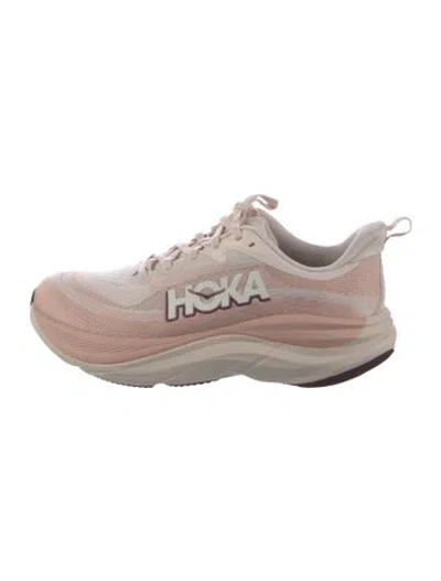 Pre-owned Hoka Striped Athletic Sneakers In Pink