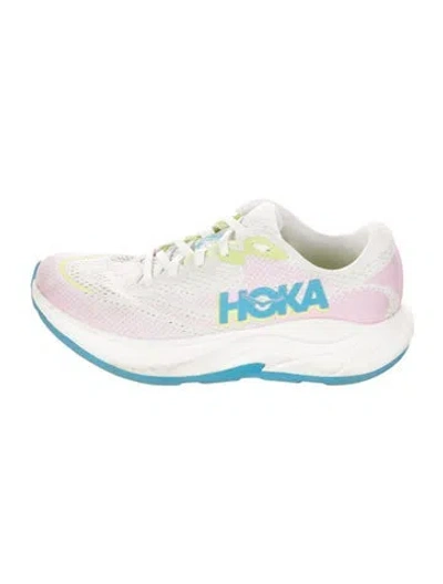 Pre-owned Hoka Striped Athletic Sneakers In White