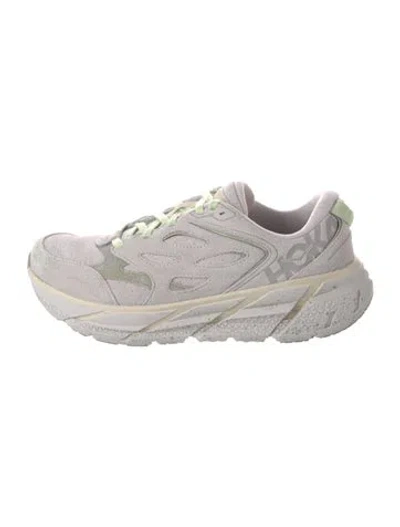 Pre-owned Hoka Suede Athletic Sneakers In White