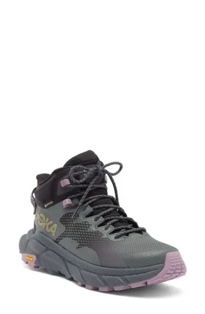 Hoka Women's Trail Code Gtx Hiking Boots In Black/castlerock