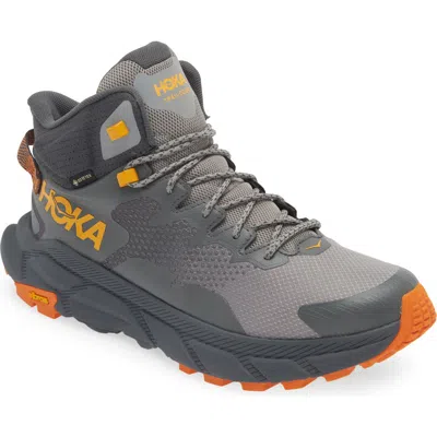 Hoka Trail Code Gtx Hiking Shoe In Castlerock/persimmon Orange
