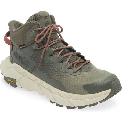 Hoka Trail Code Gtx Hiking Shoe In Slate/oat Milk