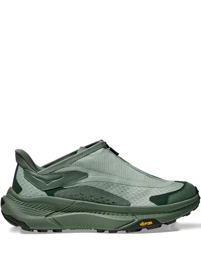 Hoka Transport Zip-front Mesh Sneakers In Green