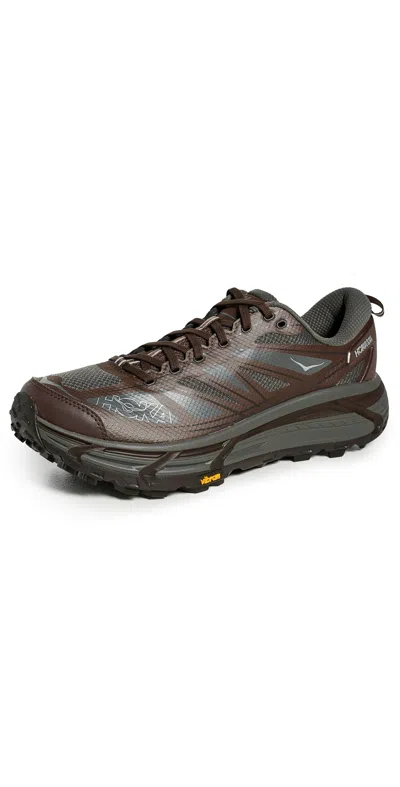 Hoka Mafate Speed 2 Black Low Top Sneakers With Logo Print On The Side In Tech Fabric Unisex In Green