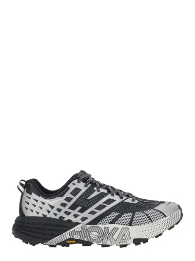 Hoka U Speedgoat 2ts Black Low Top Sneakers With Printed Laces And Logo Lettering On The Side In Tech Fab