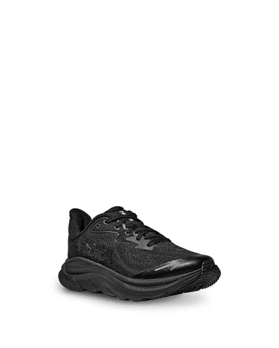 Hoka Unisex Clifton 10 Lace Up Sneakers - Big Kid In Black