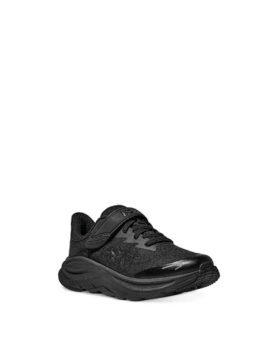 Hoka Unisex Clifton 10 Lace Up Sneakers - Little Kid In Black