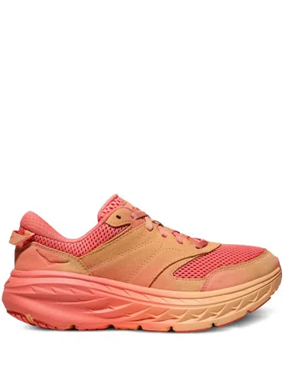 Hoka Vibrant Bloom Bondi L Sneakers In Cantaloupe / Electric Coral