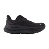 Hoka Bondi 9 Black Low Top Sneakers With Maxi Logo Lettering On The Side In Tech Fabric Unisex In Black