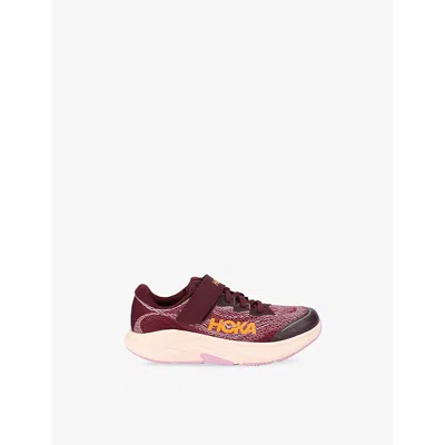 Hoka Wine Comb Kids' Rincon 4 Mesh Trainers Eur 34.5 /2 Uk In Brown