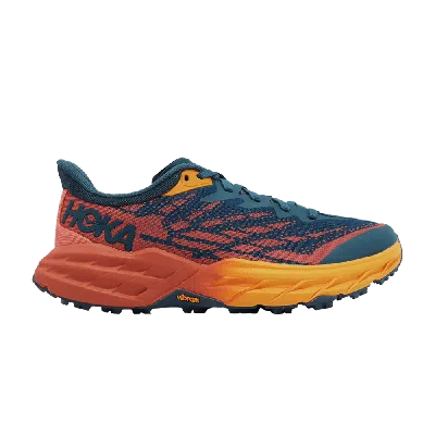 Pre-owned Hoka Wmns Speedgoat 5 Wide 'blue Coral Camellia' In Orange