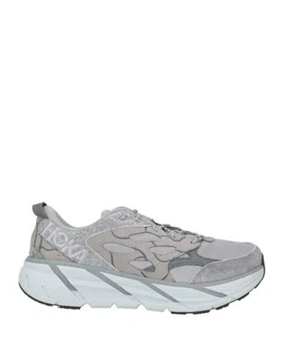 Hoka Woman Sneakers Grey Size 5 Leather, Rubber