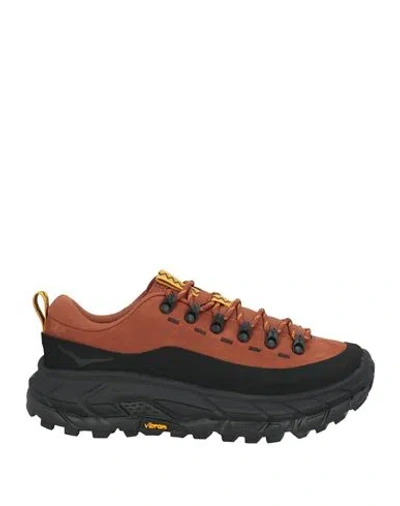 Hoka Woman Sneakers Tan Size 5.5 Leather, Synthetic Material In Brown