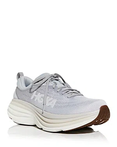 Hoka Women's Bondi 8 Lace Up Sneakers In Lunar Rock/nimbus Cloud