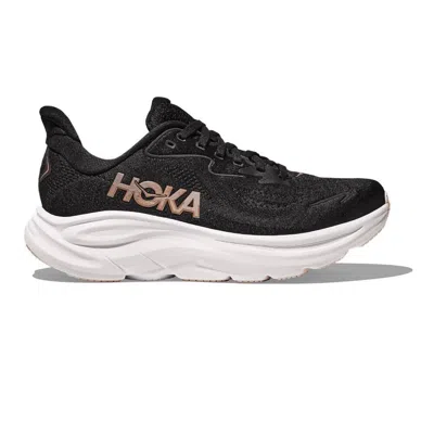 Hoka Women's Clifton 10 Running Shoes In Black / Rose Gold