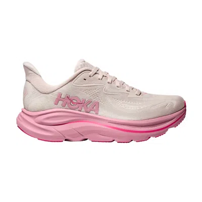 Hoka Women's Clifton 10 Running Shoes - Wide In Rose Cream / Dried Rose In Multi