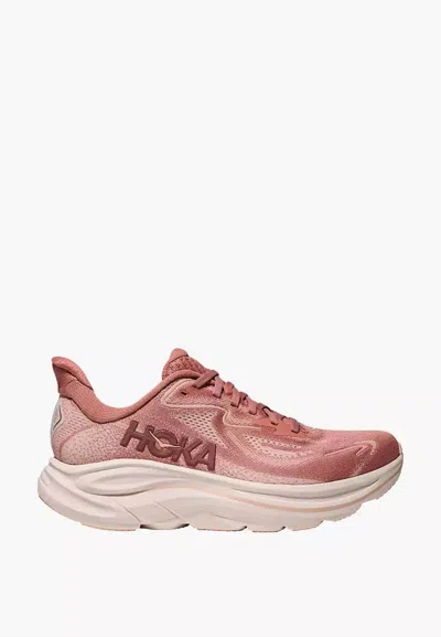 Hoka Clifton 10 Rubber-trimmed Jacquard-mesh Sneakers In Pink