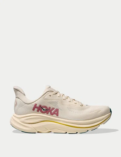 Hoka Clifton 10 Rubber-trimmed Jacquard-mesh Sneakers In Neutral