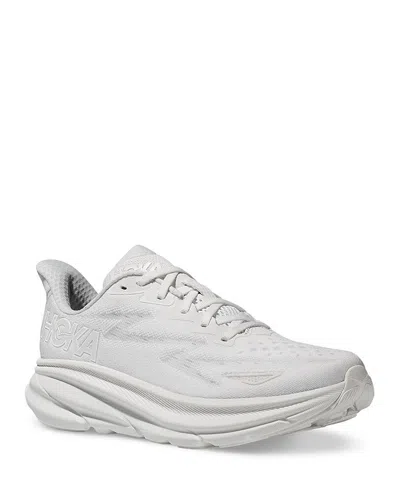 Hoka Women's Clifton 9 Running Sneakers In White/white