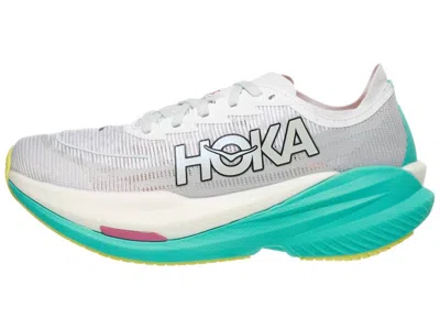 Hoka Women's  Mach X 2 Shoes In Fcq Frost/electric Aqua In Gray