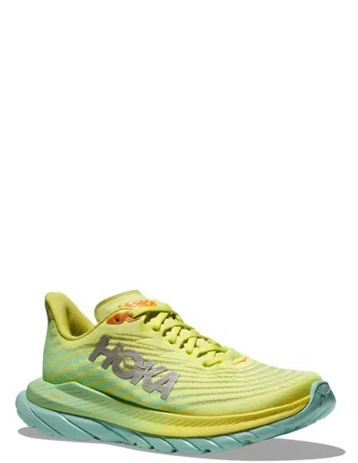 Hoka Women's Mach 5 Running Shoes - B/medium Width In Citrus Glow/lime Glow In Green
