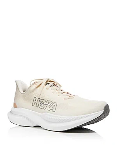 Hoka Women's Mach 6 Wide Lace Up Low Top Running Sneakers In Eggnog/vanilla