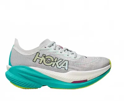 Hoka Women's Mach X 2 Running Shoes In Frost / Electric Aqua In Multi