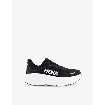 HOKA WOMENS BLACK WHITE F BONDI 9 MESH-KNIT TRAINERS EUR 37 / 4 UK